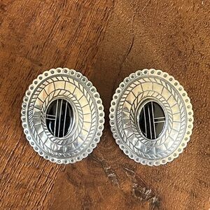 Sterling onyx southwestern post earrings